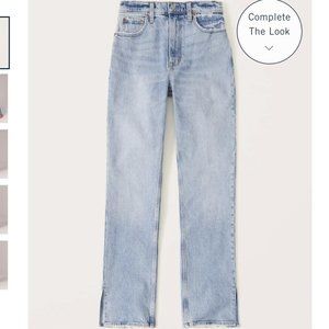 Abercrombie Curve Love Ultra High Rise 90s Straight Jean - Light Wash
